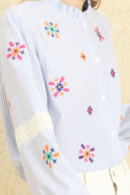 LOD of Love – Gestreepte Blouse met Borduursels