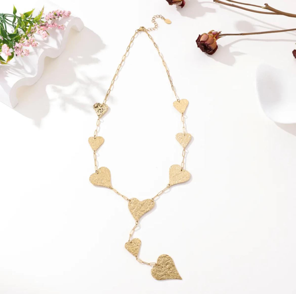 LOD of Love - Golden Love Drops Gouden Ketting met Geslagen Hartjes