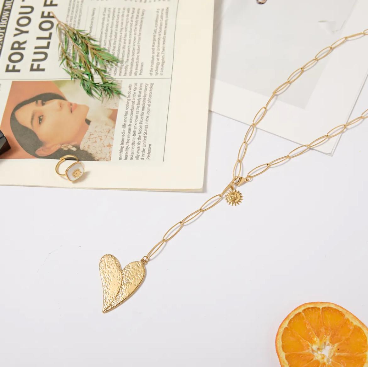 LOD of Love - Golden Heart Chain Lange Gouden Ketting met Hart Hanger