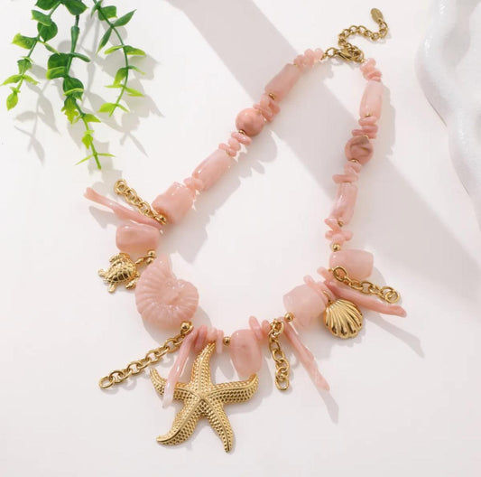 LOD of Love - Summer Vibes Ketting Pink Coral & Gouden Bedels