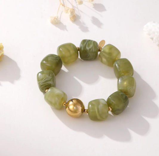 LOD of Love – Chunky Marble Bracelet Olive Green