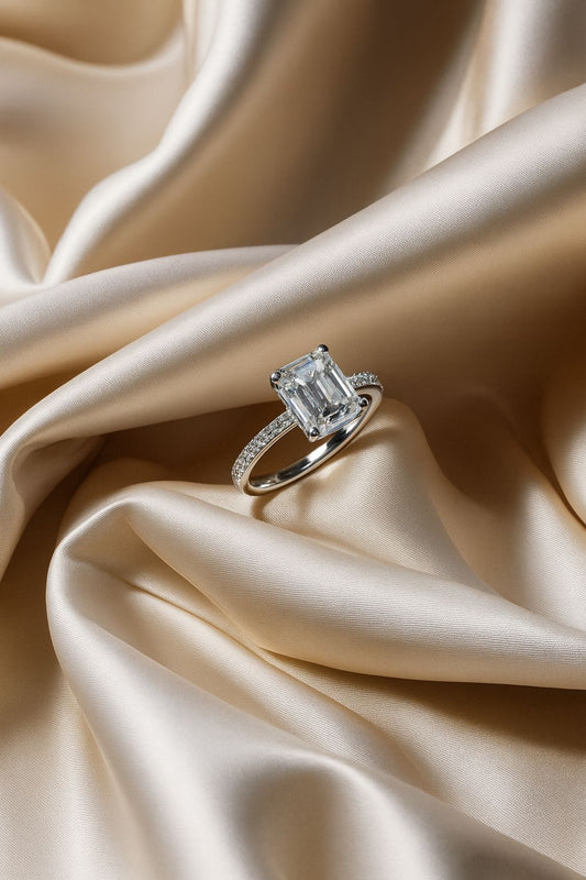 LOD of Love – Sterling Zilveren Ring met Rechthoekige Zirkonia