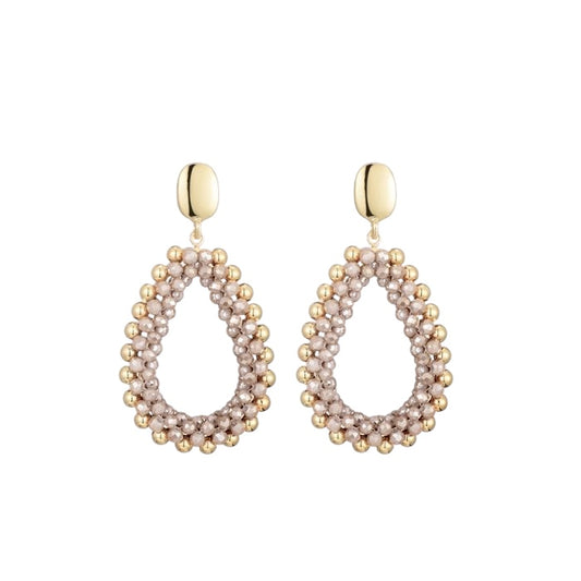 LOD of Love – Beige Gouden Druppel Oorbellen