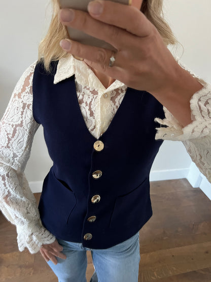 LOD of Love – Gilet Milan Navy  100% Viscose