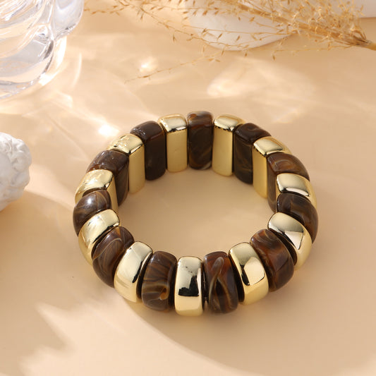 LOD of Love – Chunky Armband met Goud & Amberlook Kralen RVS