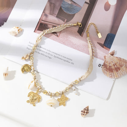 LOD of Love – Boho Bedel Ketting met Sjaal Schildpad en Schelpjes