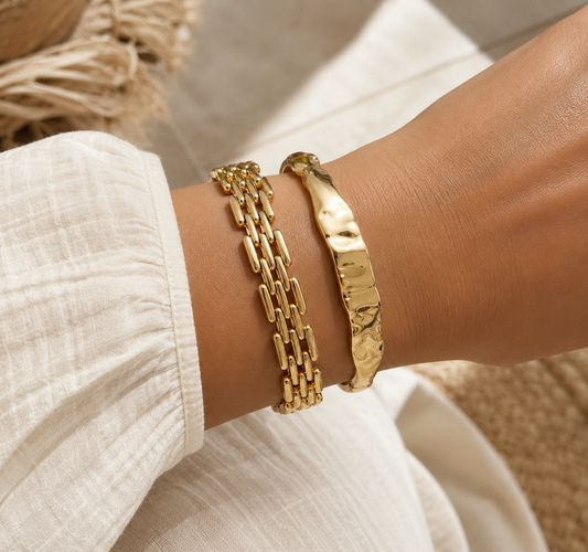 LOD of Love - Stainless Steel Organische Bangle Armband – Goud
