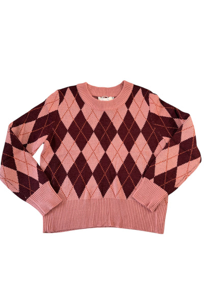 LOD Of Love -Trui met Ruitmotief Roze/Bordeaux