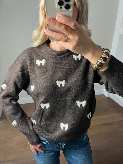 LOD Of Love - Donkerbruine Knit met Strikjes