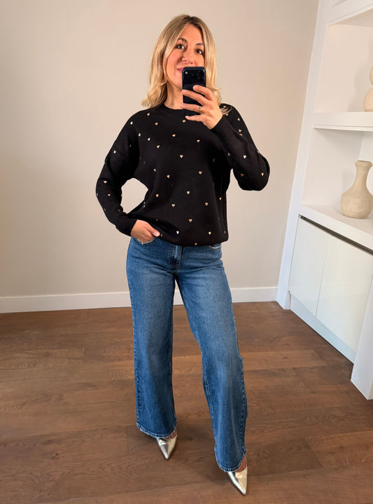 LOD Of Love - Zwarte Trui met Gouden Hartjes