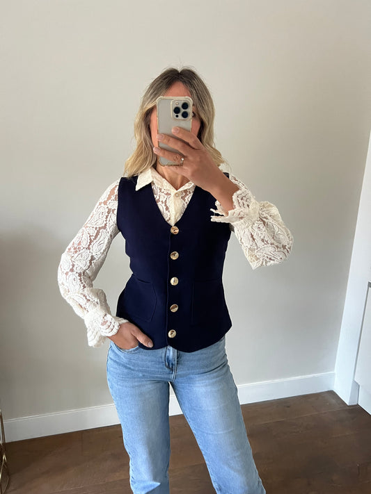 LOD of Love – Gilet Milan Navy  100% Viscose