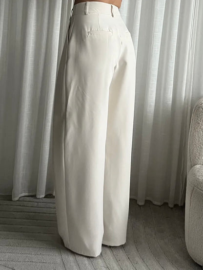 LOD of Love - High Waist Pantalon met Plooien – Cream