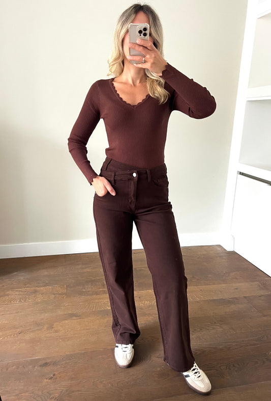 LOD of Love - Jeans Lili Wide Leg Stretch Brown