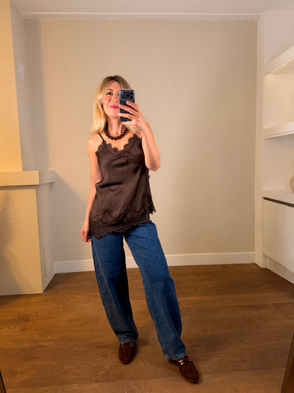 LOD of Love – Zijde Viscose Top Luna Bruin