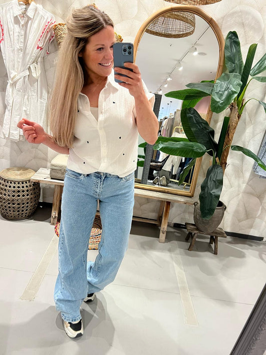 LOD of Love - Blauwe Wide Leg Jeans – Mid Waist