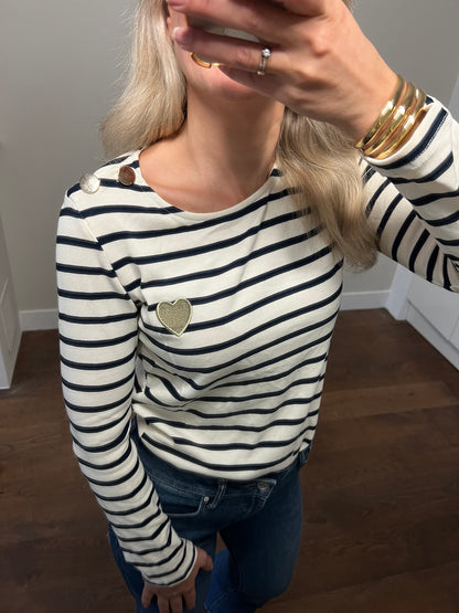 LOD of Love – Gestreepte Marinière Top met Hartje
