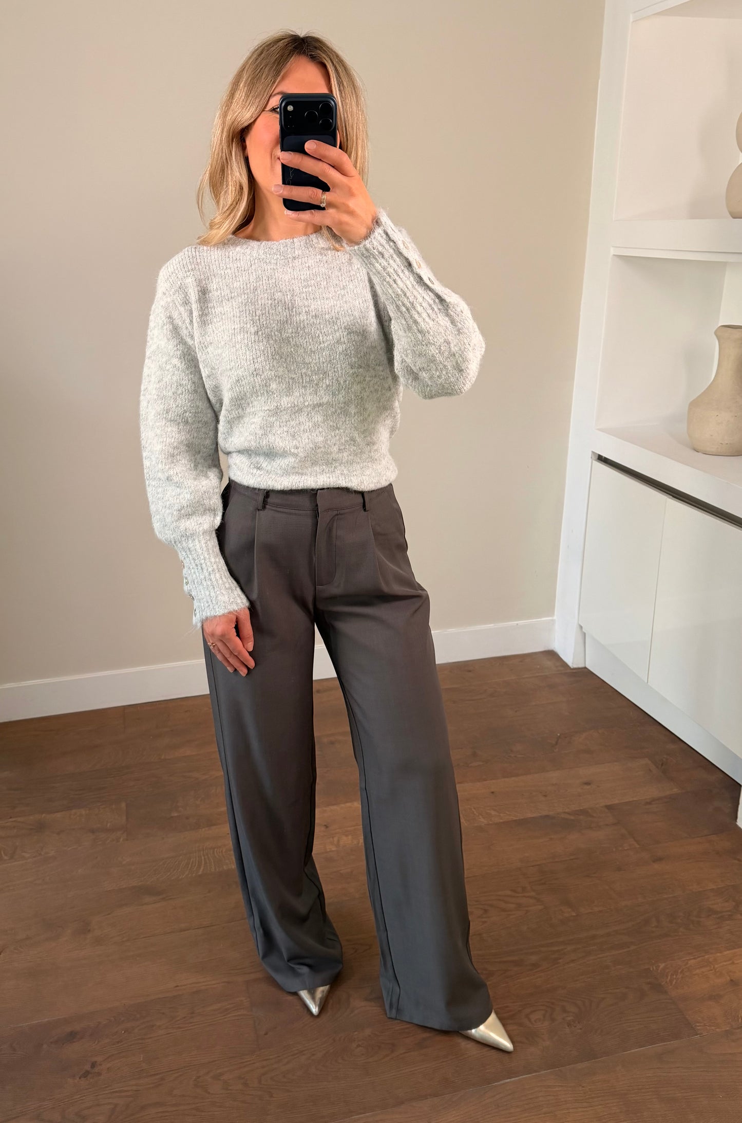 LOD of Love - Mid Waist Wide Leg Pantalon Grijs Tall