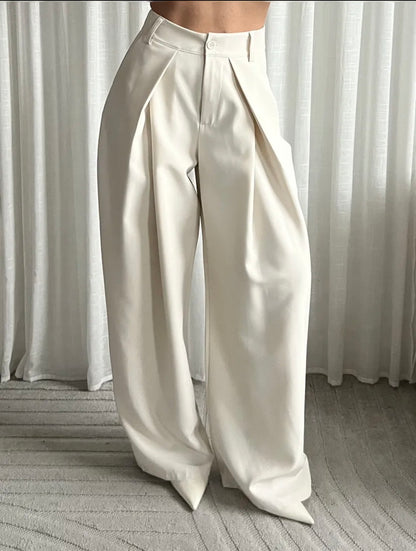 LOD of Love - High Waist Pantalon met Plooien – Cream