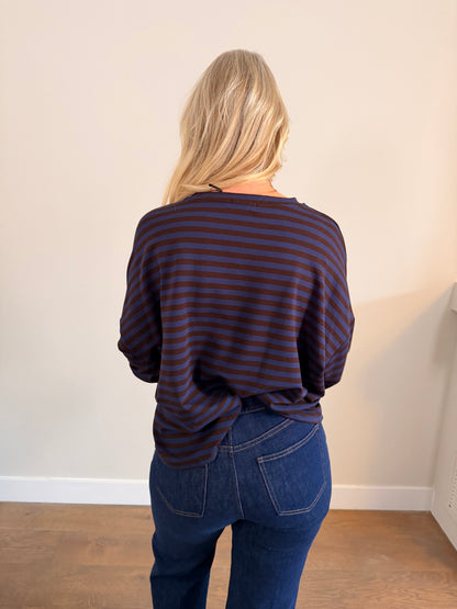 LOD of Love – Gestreepte Top Donkerblauw Bruin