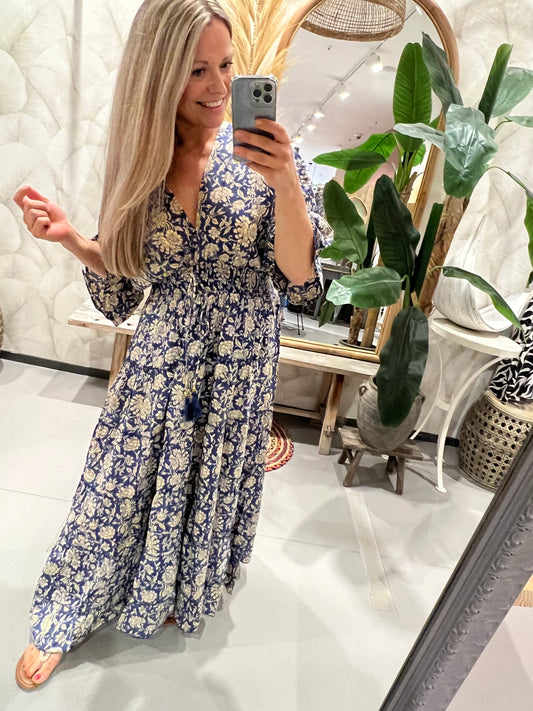 LOD of Love – Ibiza Maxi Dress Nachtblauw met Bloemenprint
