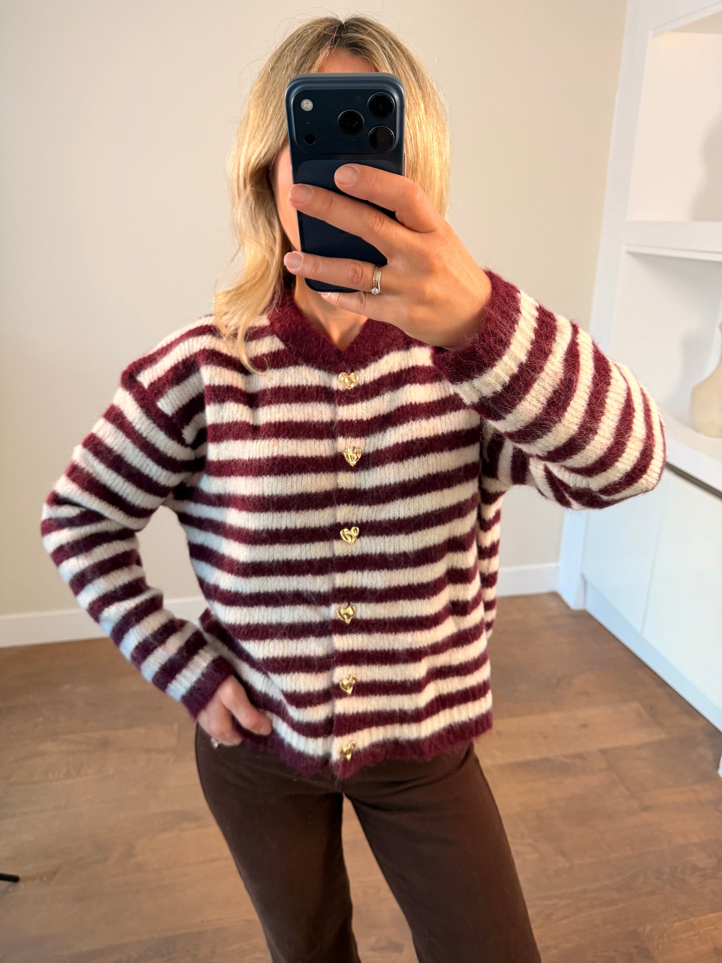 LOD of Love – Gestreept Fluffy Vest Burgundy