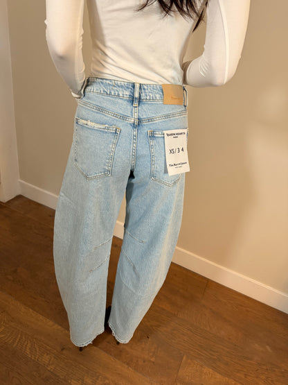 LOD of Love - Queen Hearts Barrel Jeans Soft Washed Blue
