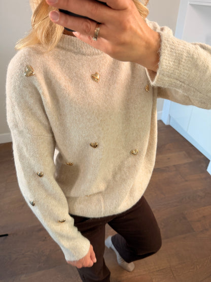 LOD Of Love - Ecru Sweater Golden Hearts