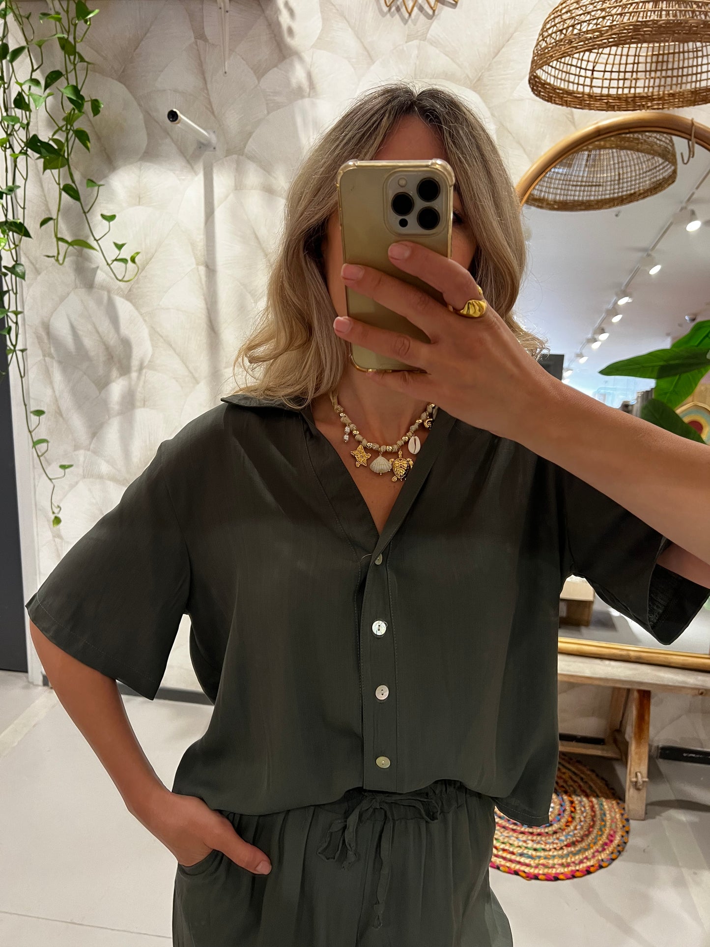 LOD of Love –  Blouse Groen Korte Mouw