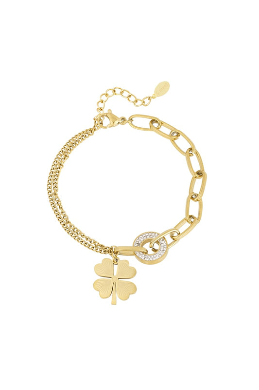 LOD of Love – Goudkleurige Armband met Klavertje