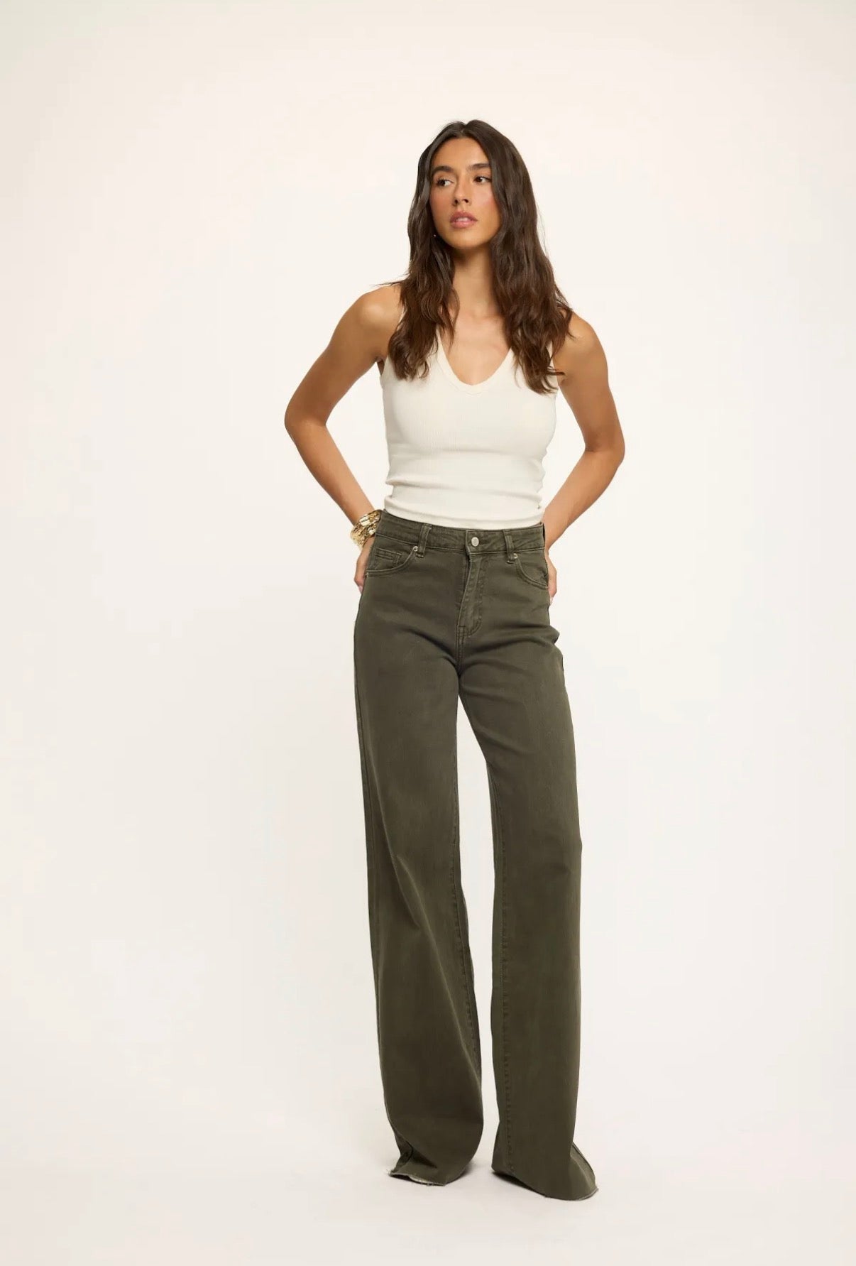 LOD of Love - Wide leg jeans – khaki - Tall  (Inseam 88 cm)