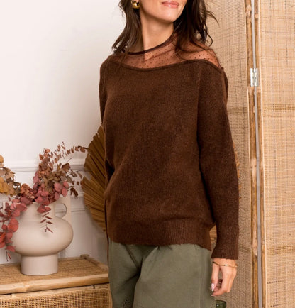 LOD Of Love - Trui Met Kant Detail Bruin