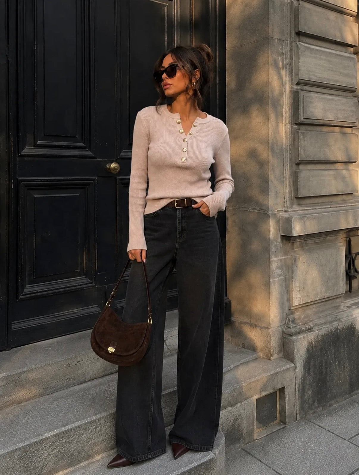 LOD of Love – Top met knoopdetail – Brown & Taupe