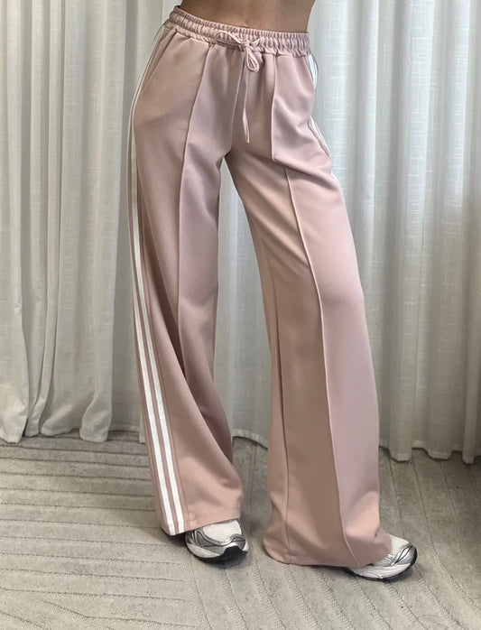 LOD of Love - Stripe Detail Wide Leg Sportbroek – Pink