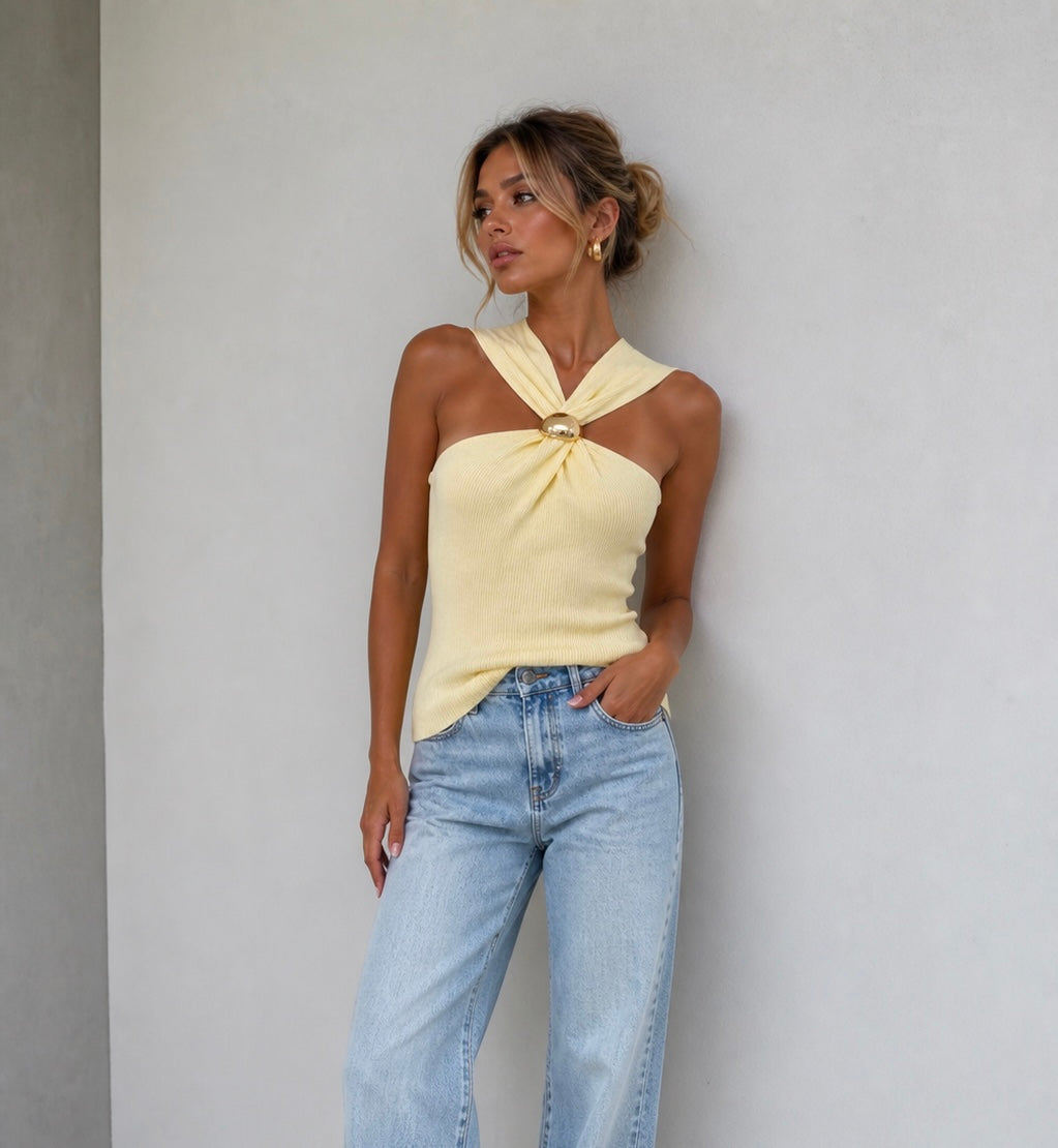 LOD of Love – Emma Bluse mit Blätterdruck und Puffärmeln – Blau