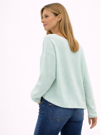 LOD of Love -  Losvallende V-hals Trui Soft Mint