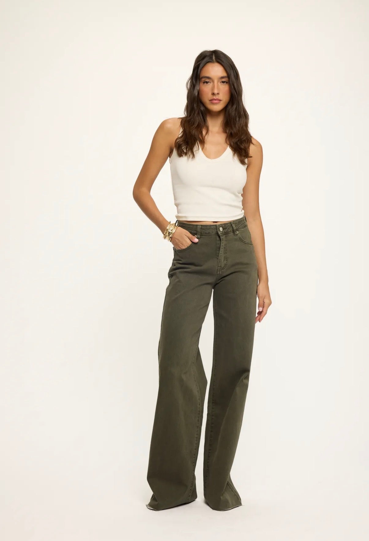 LOD of Love - Wide leg jeans – khaki - Tall  (Inseam 88 cm)