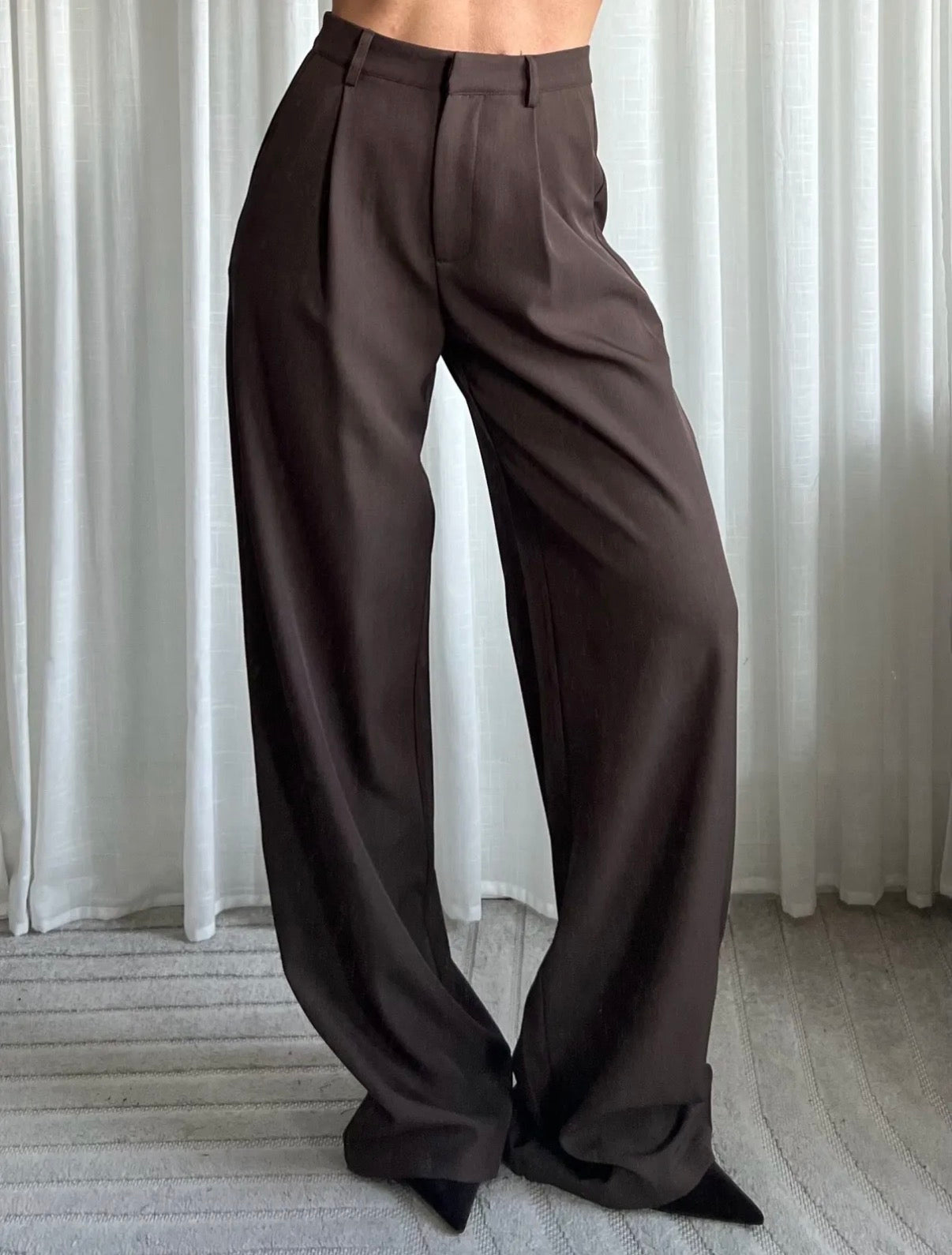 LOD of Love - Emy High Waist Tall Wide Leg Pants – Brown (Inseam 85 cm)