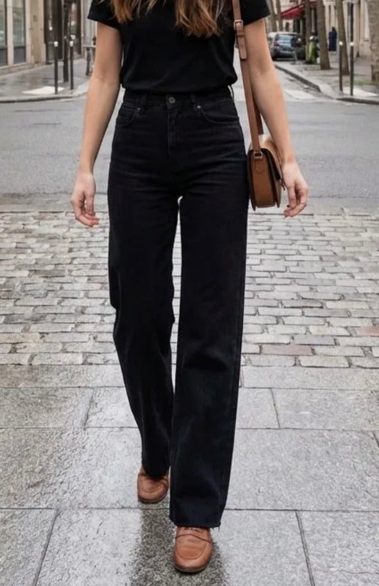 LOD of Love - Extra Tall Wide Leg Jeans Zwart