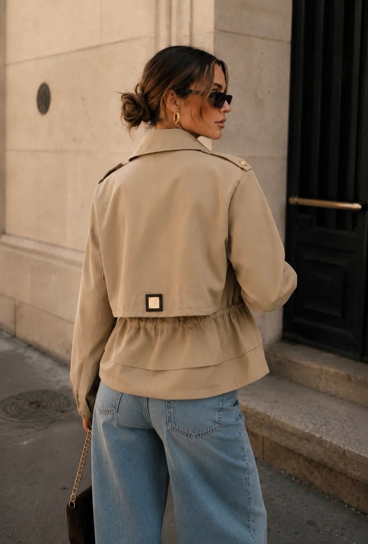 LOD of Love – Mila Short Trench Jacket – Brown / Beige