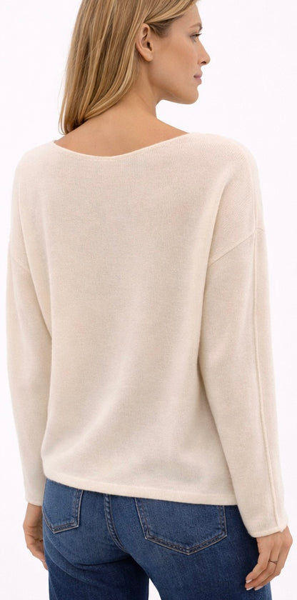 LOD of Love -  Losvallende V-hals Trui in Beige