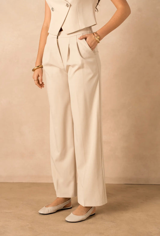 LOD of Love - Beige Wide Leg Pantalon