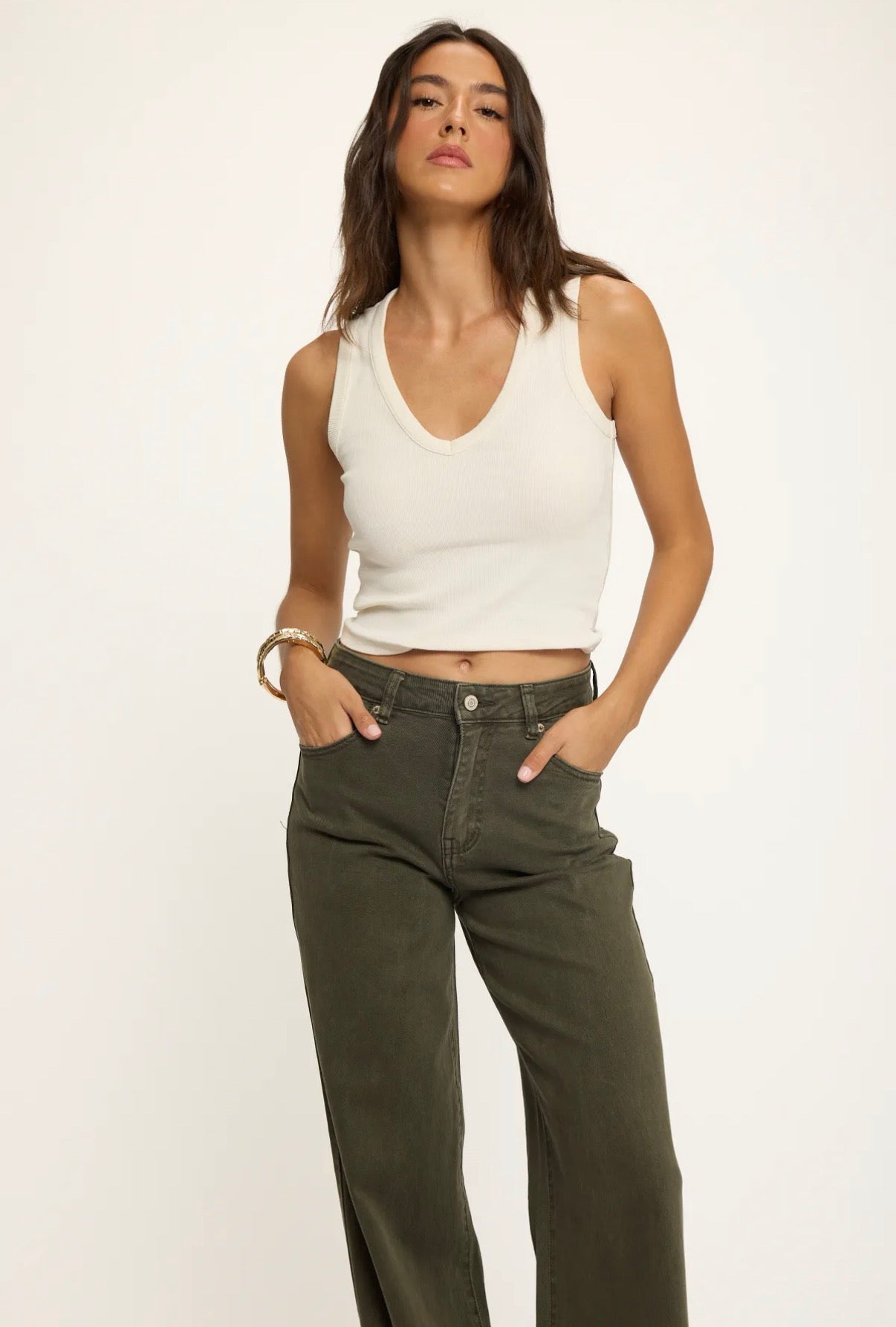 LOD of Love - Wide leg jeans – khaki - Tall  (Inseam 88 cm)