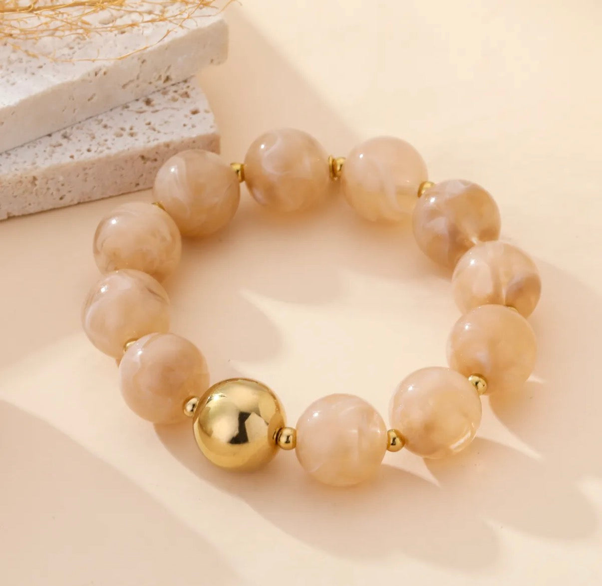 LOD of Love – Chunky Marble Bracelet Taupe Pink