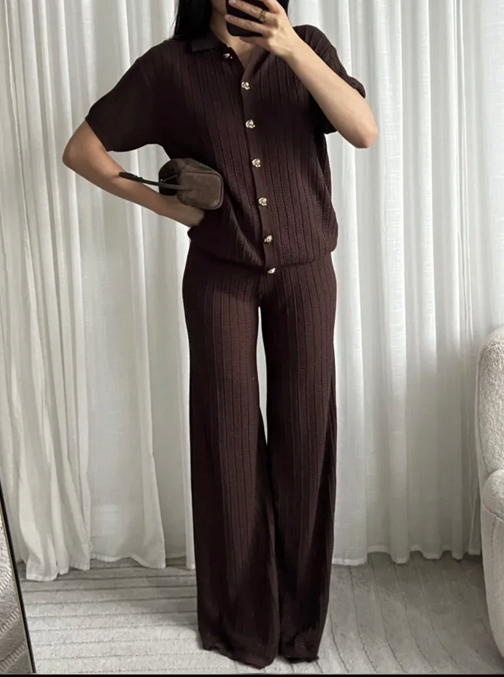 LOD of Love – Emma Bluse mit Blätterdruck und Puffärmeln – Blau