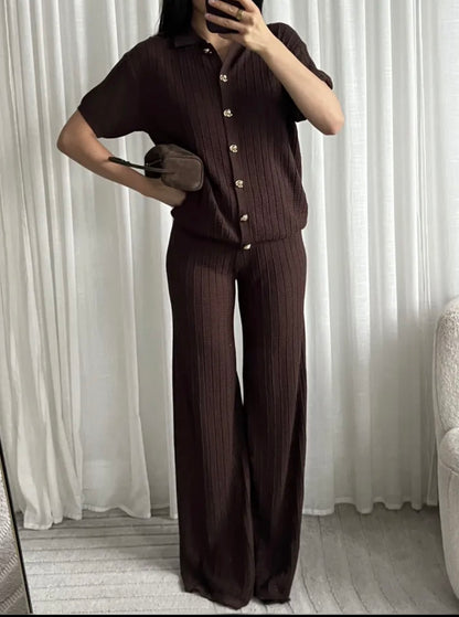 LOD of Love – Emma Bluse mit Blätterdruck und Puffärmeln – Blau
