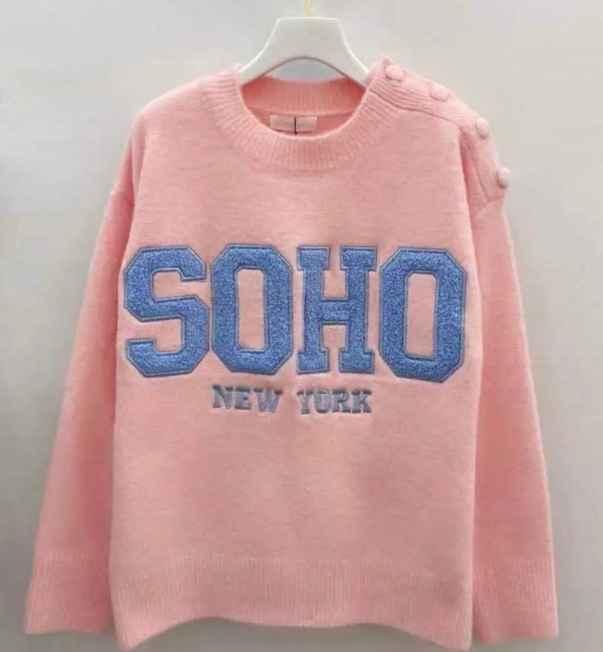 LOD Of Love - Striped Sweater Beige Brown With Embroidered Flower Sleeve