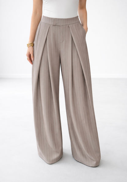 LOD of Love – Wide Pantalon Gestreept Taupe