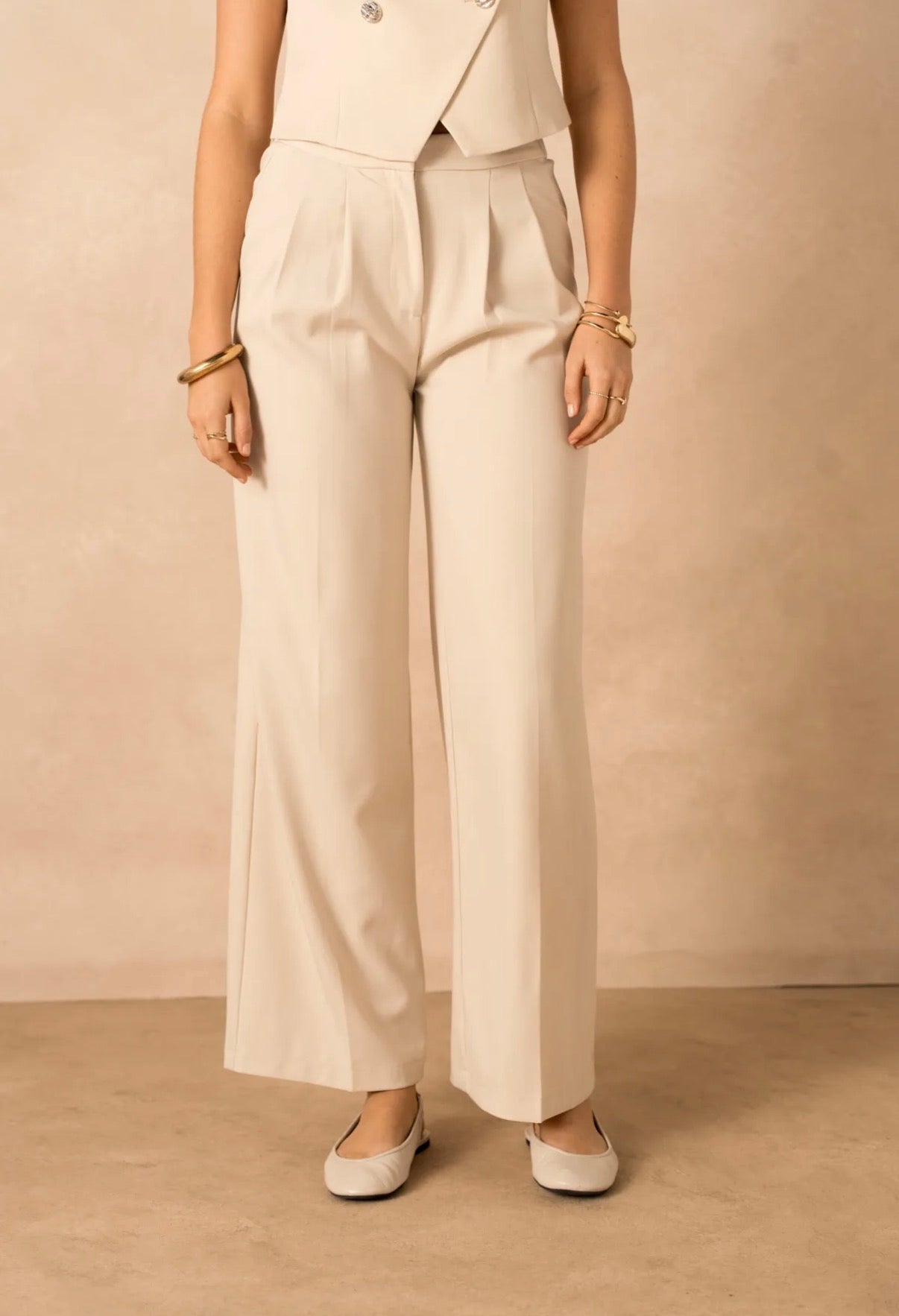 LOD of Love - Beige Wide Leg Pantalon