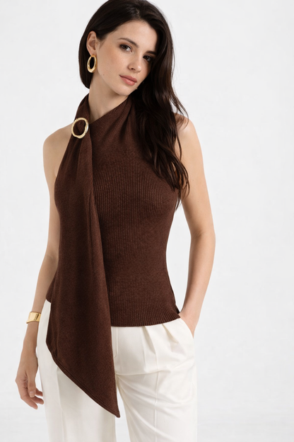 LOD of Love – Brown Ring Detail Halter Top