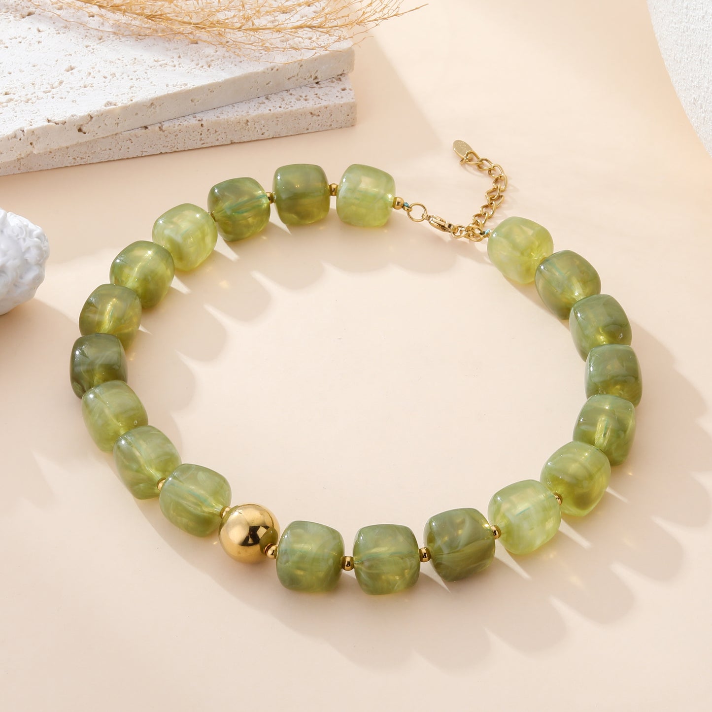 LOD of Love - Ketting Marmerlook – Groen / Beige